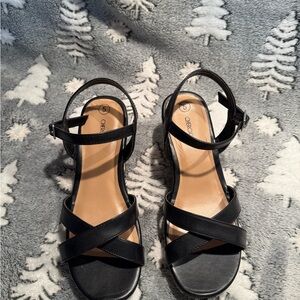 Cherokee Women's Black Wedge Sandals